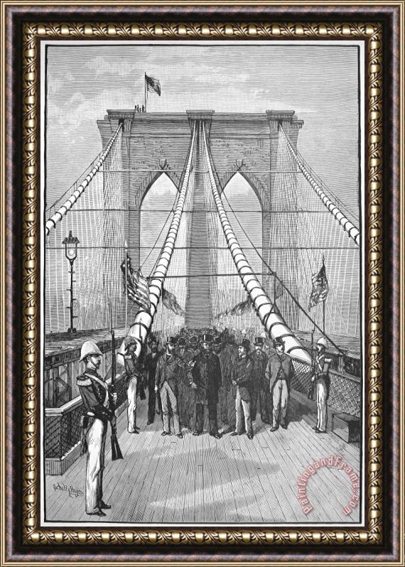 Others Brooklyn Bridge Opening Framed Painting