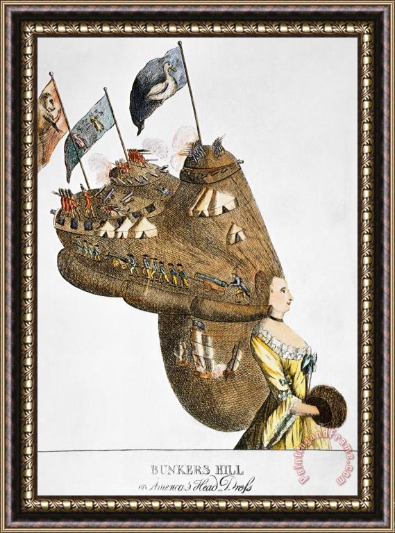 Others Bunker Hill: Cartoon, 1776 Framed Painting