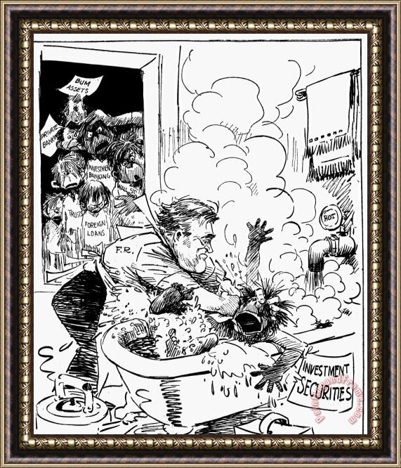 Others Cartoon: Fdr, 1933 Framed Painting