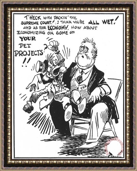 Others Cartoon: Fdr & Congress Framed Painting