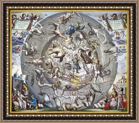 Others Celestial Planisphere, 1660 Framed Painting