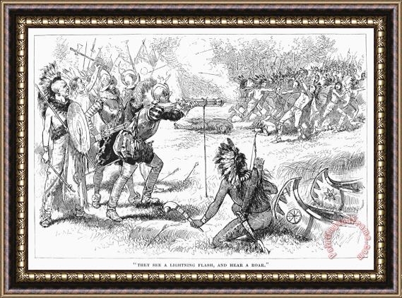 Others Champlain Fighting Native Americans Framed Painting