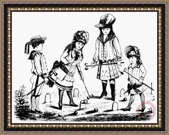 Others Children Playing Croquet Framed Painting
