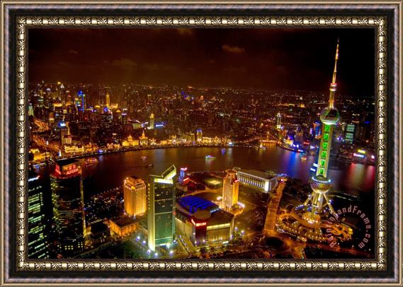 Others China Shanghai At Night Framed Painting