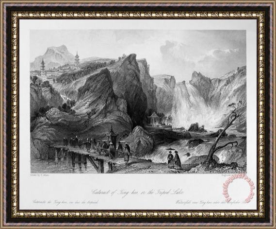 Others China: Waterfall, 1843 Framed Painting