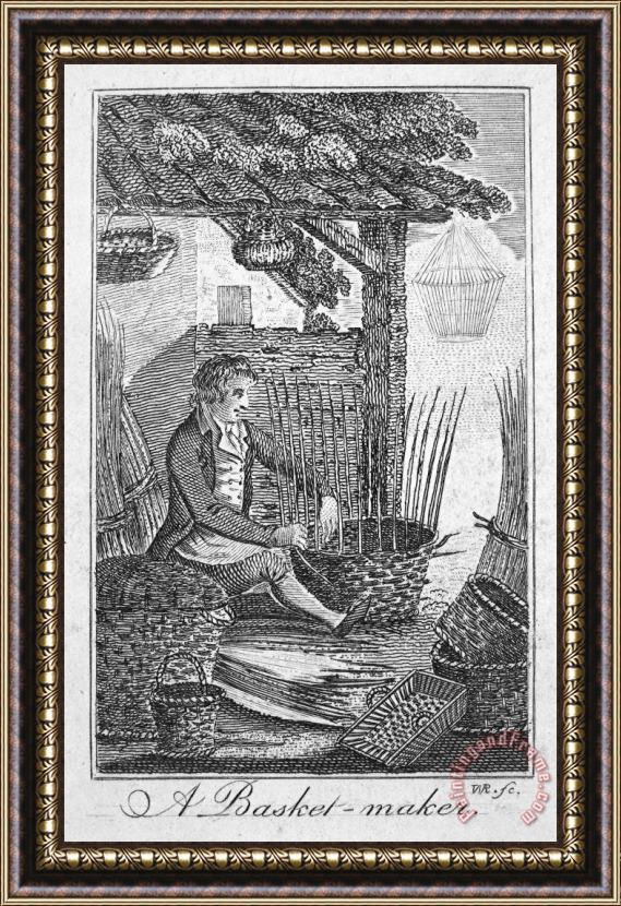 Others Colonial Basketmaker Framed Painting