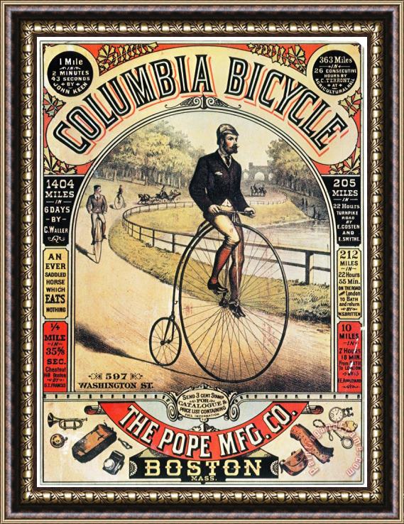 Others Columbia Bicycles Poster Framed Painting
