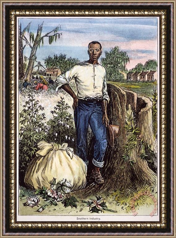 Others COTTON PLANTATION, 19th C Framed Painting