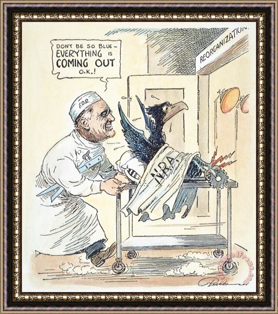 Others F.d. Roosevelt Cartoon Framed Painting