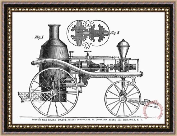 Others FIRE ENGINE, c1870 Framed Painting