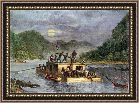 Others FLATBOAT, 19th CENTURY Framed Painting