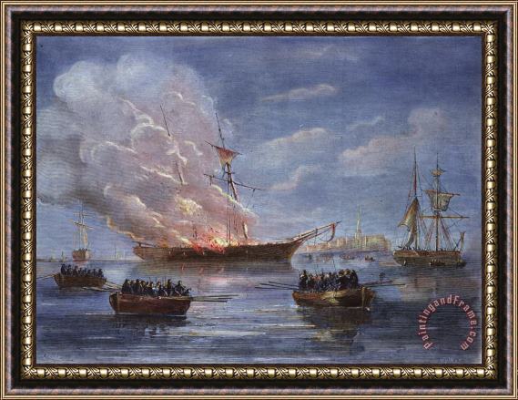 Others Gaspee Burning, 1772 Framed Painting