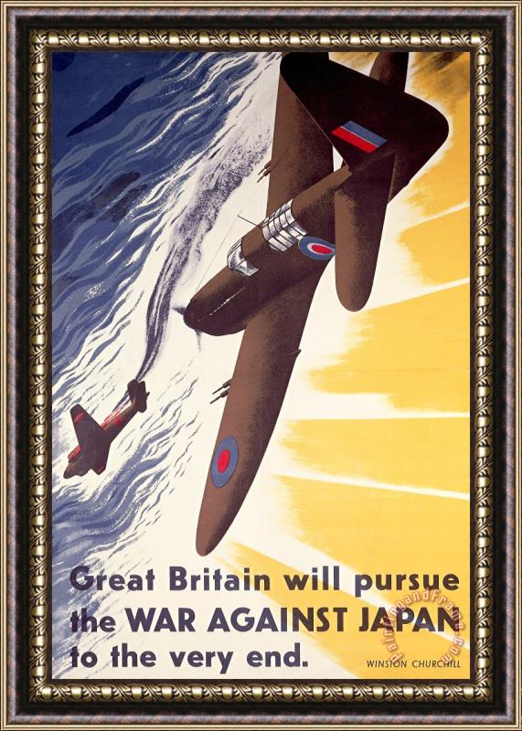 Others Great Britain Will Pursue War Against Japan To Very End Winston Churchill Propaganda Poster Framed Print