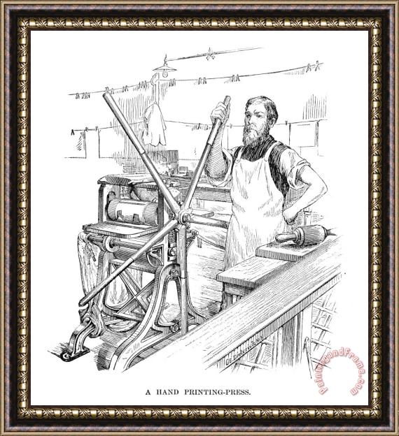 Others Hand Printing-press, 1890 Framed Painting