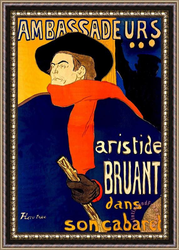 Others Henri De Toulouse Lautrec French 1864 1901 Aristide Bruant Dans Son Cabaret 1892 Framed Print