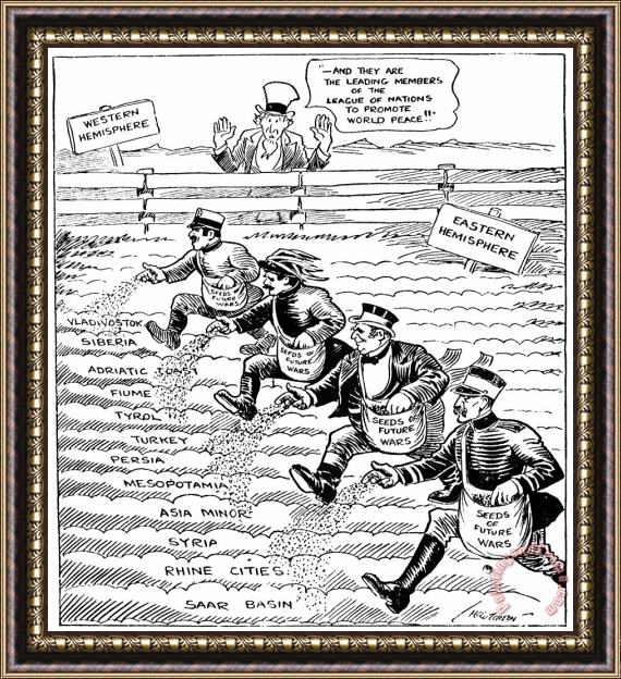 Others League Of Nations Cartoon Framed Painting