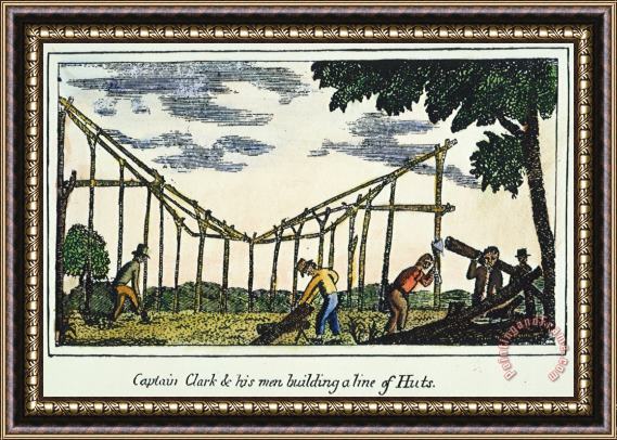 Others LEWIS & CLARK: HUTS, 1800s Framed Painting