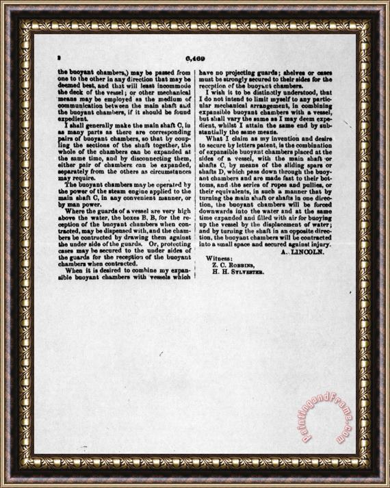 Others Lincoln: Patent, 1849 Framed Print