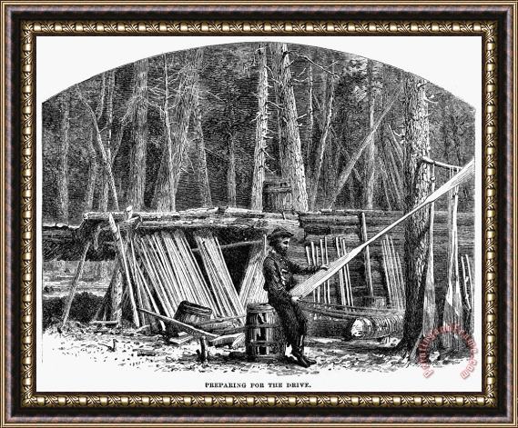 Others Lumbering: Log Drive, 1868 Framed Painting