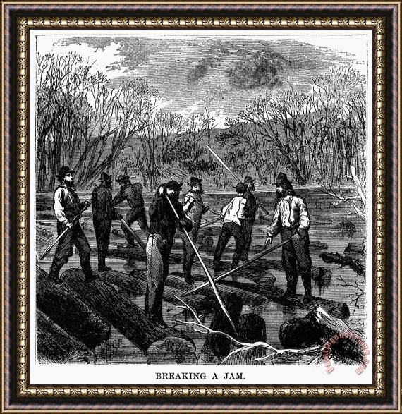 Others Lumbering: Log Drive, 1868 Framed Painting