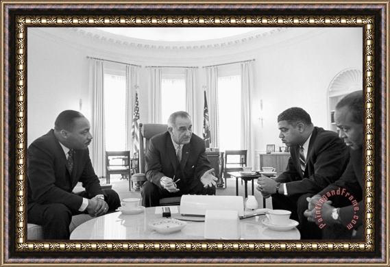 Others Lyndon Baines Johnson 1908-1973 36th President Of The United States In Talks With Civil Rights Framed Painting