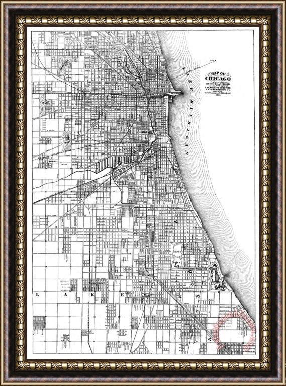 Others Map: Chicago, 1874 Framed Print
