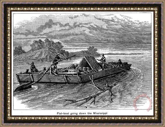 Others Mississippi: Flatboat Framed Painting