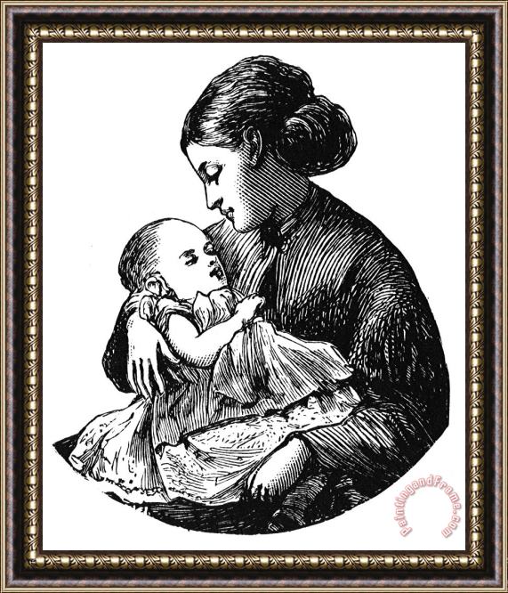Others MOTHER AND CHILD, c1870 Framed Painting