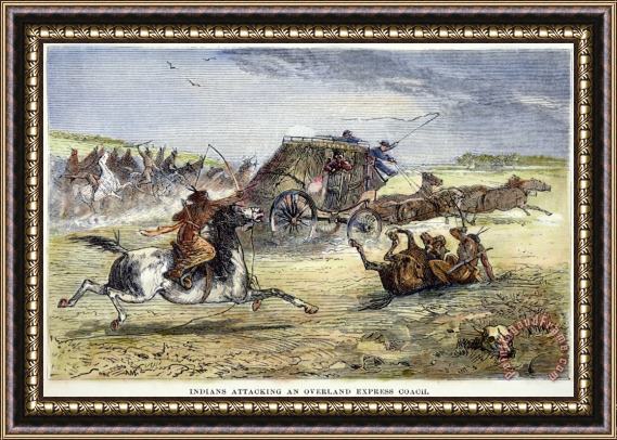 Others Native American Attack On Coach Framed Print