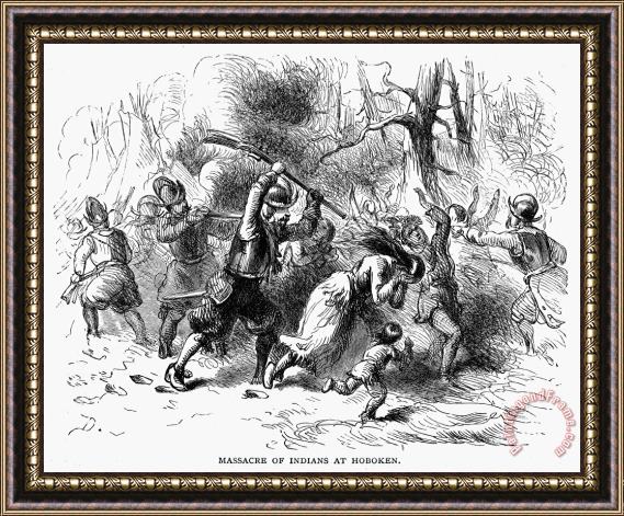 Others Native American Massacre, 1643 Framed Painting