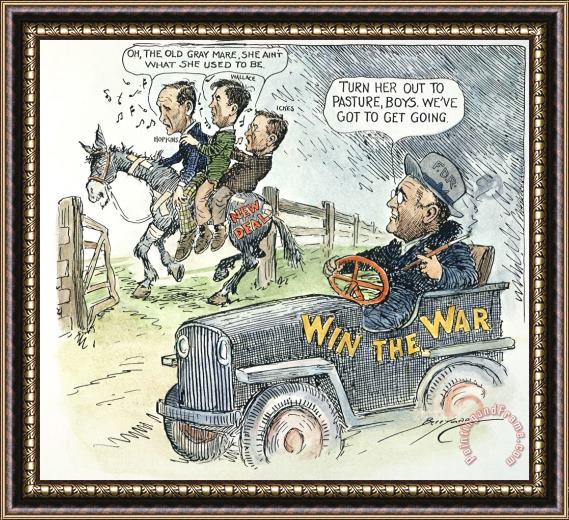 Others New Deal: Cartoon, 1943 Framed Painting