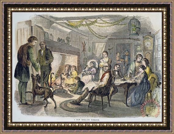 Others New England Fireside, 1855 Framed Print