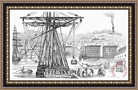 Others New England Whaling Port Framed Painting