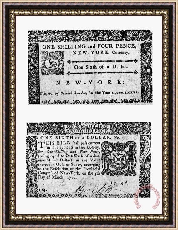 Others New York Bill, 1776 Framed Painting