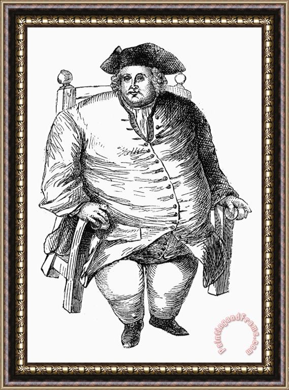 Others Obese Man And Chair Framed Painting