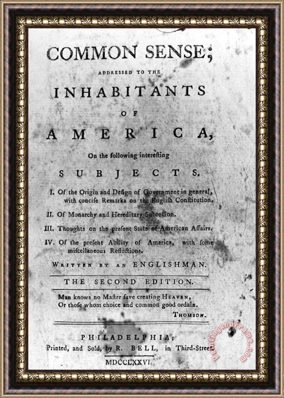 Others Paine: Common Sense, 1776 Framed Painting