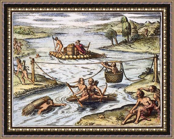 Others Peruvian Rope Bridge, 1601 Framed Painting