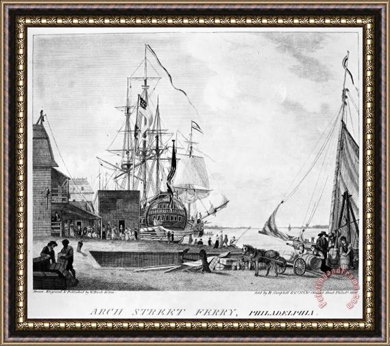 Others Philadelphia Ferry, 1800 Framed Painting