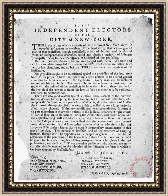 Others Presidential Election, 1788 Framed Painting