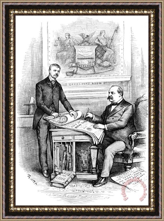 Others Roosevelt Cartoon, 1884 Framed Painting