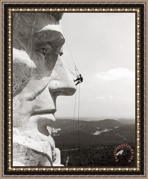 Others Scaling Mount Rushmore Framed Print