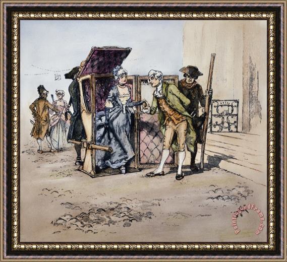 Others Sedan Chair, 18th Century Framed Painting