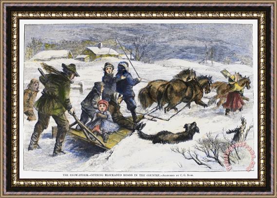 Others Snowstorm In The Country Framed Print