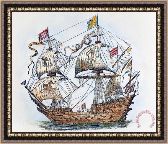 Others Spanish Galleon, 1588 Framed Painting