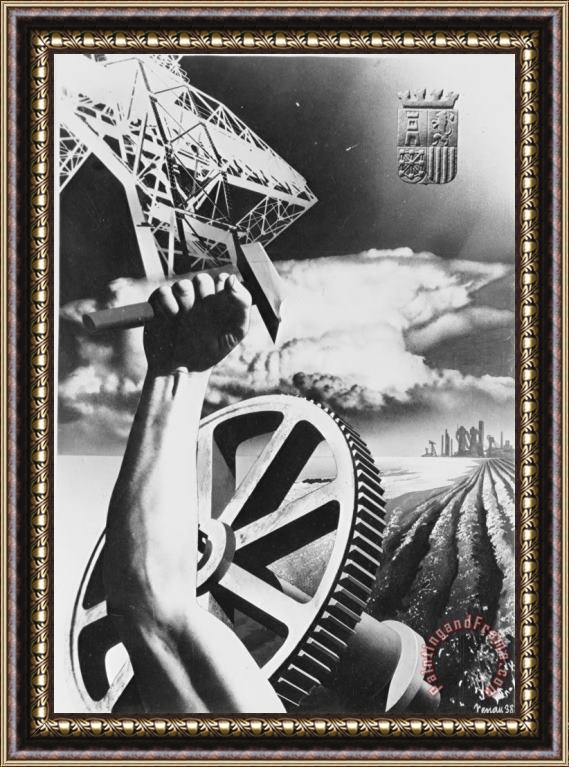 Others Spanish War Poster C1935-1942 Proclaiming Strength In Industry And Agriculture Framed Print