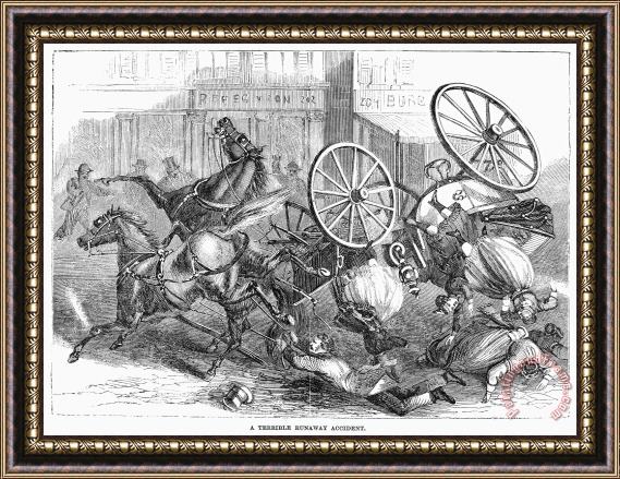 Others Stagecoach Accident Framed Painting