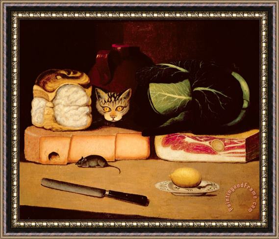 Others Still Life with Cat and Mouse Framed Painting