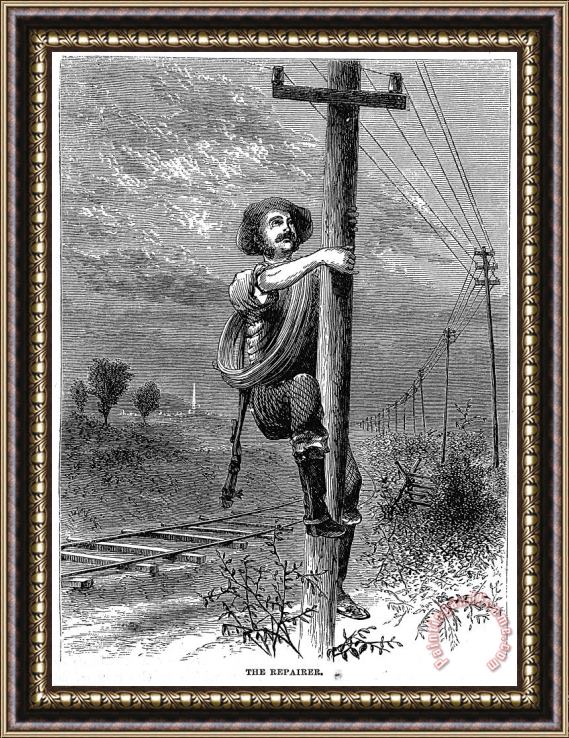 Others Telegraph Repair Man, 1873 Framed Print