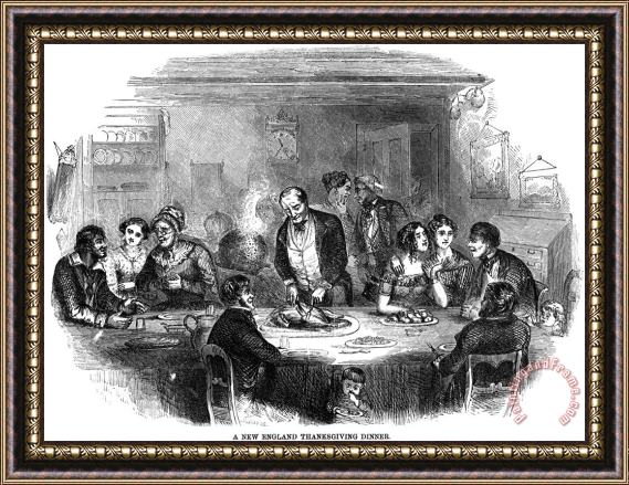 Others Thanksgiving Dinner, 1850 Framed Painting