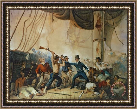 Others The Melee on Board the Chesapeake Framed Print